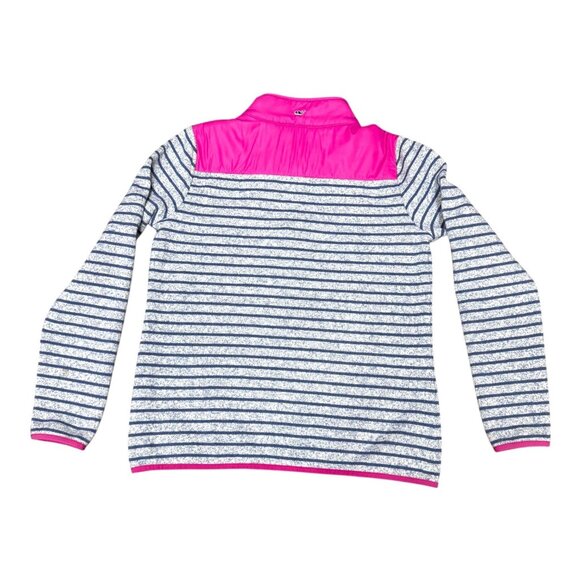 Vineyard Vines Womens M Striped 1/4 Zip Pullover Sweatshirt Shirt Shep Pink READ - Picture 3 of 7